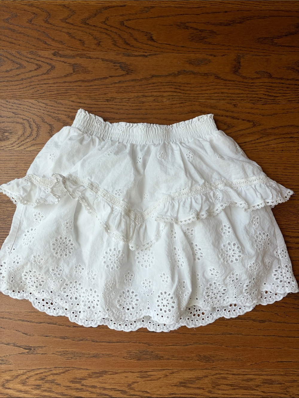 Katie J White Eyelet Ruffle Women’s Skirt